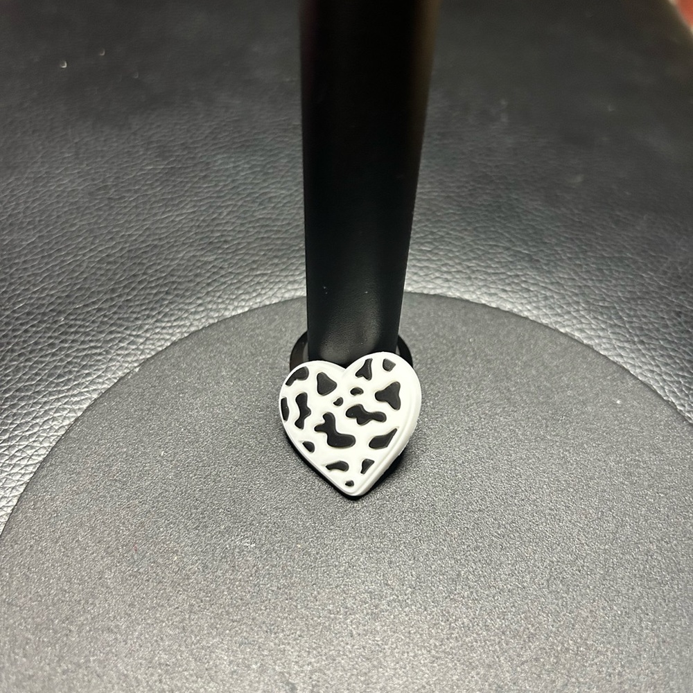 3/$8 Cow Print Heart Croc Charm